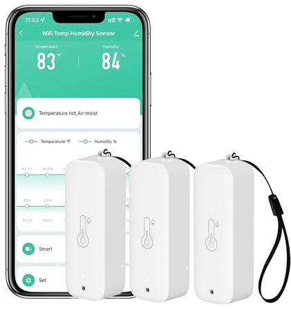 Sensore termometro igrometro WiFi: monitor intelligente della temperatura senza fili con notifica app, esportazione di memoria dati, funzione di calibrazione, compatibile con Alexa (White-3PCS)