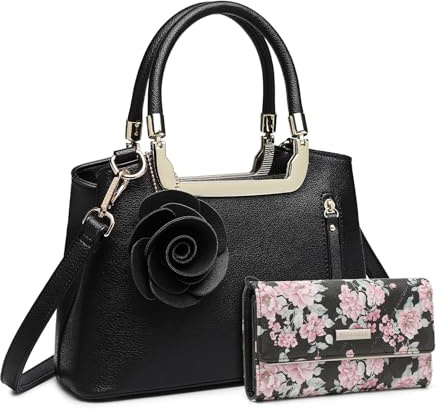 Miss Lulu Handtasche Damen Mit Blumen Henkeltasche Schultertasche Umhängetasche Elegant Kunstleder Retro Cross Body Tasche Damen