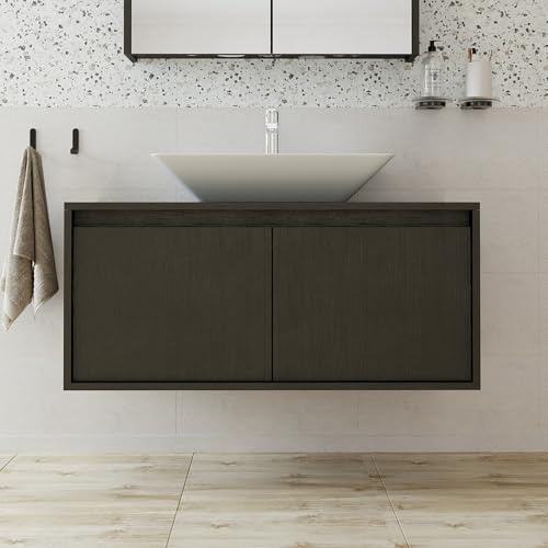 ROOMART • Mobili da bagno • Atlantic • Lavabo in ceramica con mobile sottolavabo da 100 cm, nero (nero, 100)