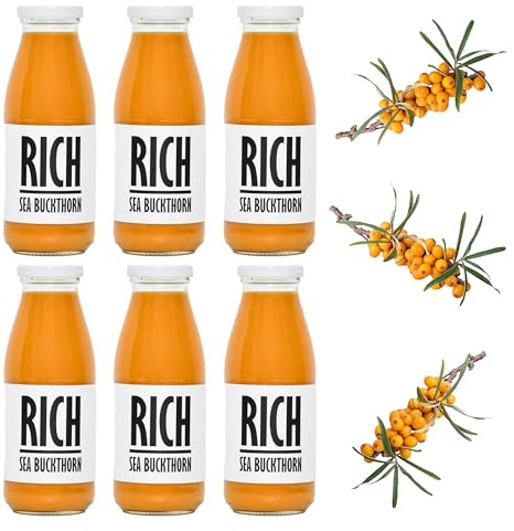 PRESSUICE Fresh Rich Sea Buckthorn Juice 100% Cold-Pressed NFC 6 x 240 ml | 6 Bottles Pack, Distinctive Flavour, Not From Concentrate, Naturally Cloudy, No Added Sugar, No Additives, Vegan, GMO Free