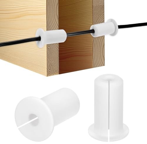 M METERXITY 2-Pz Kit Instradamento Cavi, per Foro a Parete da 3/4 Pollici, Passacavo Silicone, Passacavo a Parete, Boccola Copertura Foro a Parete per Cavo Ethernet [Lunghezza 38mm, Bianco]