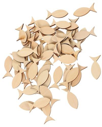 Tofficu 50stücke Holzfisch Ausschnitt Unfertige Diy Holz Fisch Form Scheiben Für Heimwerker Basteln Hochzeitsdeko Und Feiertagsdekoration