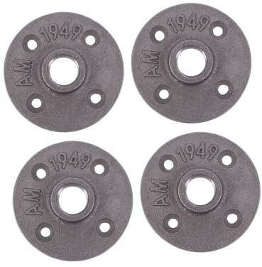 Uonlytech 4pezzi Flangia Per Pavimento in Ghisa Malleabile Per Mobili Scaffalature Decorative e Applicazioni Fai Da Te Base Fissa Per Montaggio Robusto