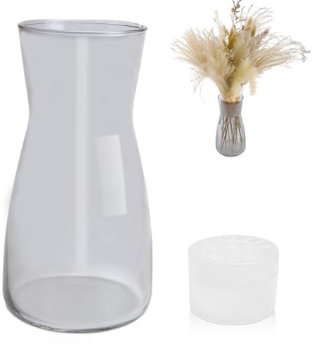 Blumenvase Vasen aus Glas Klarglas Vase für Blumen Glasvase für Tischdeko Rauchgrau Dekorative Vasen für Pampasgras Tulpen Rosen Deko für Schlafzimmer Wohnzimmer Büro