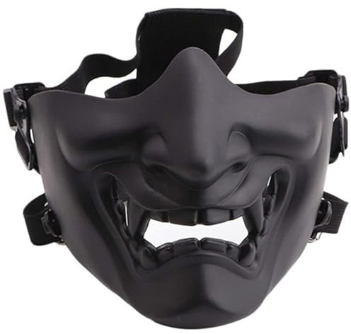 Masque de samurai demi-visage masque aérir le masque oni doux avec un masque de protection démoniaque démoniaque pour l'Halloween, le ballon de mascarade, le jeu et les fêtes en plein air masque de s