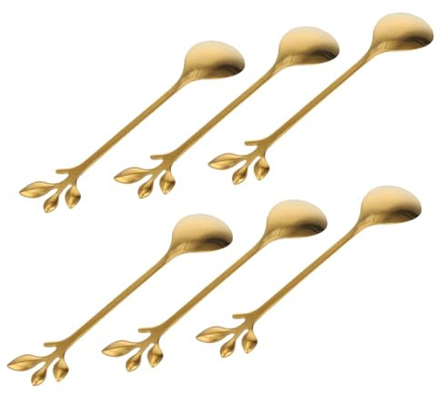DINHEAROM 6piezas Cucharas Premium Acero Inoxidable Cucharas Creativas Para Té Helado y Cócteles