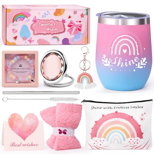 RYLIFEOGI Geschenkset für Mädchen – Geburtstagsgeschenke für Teenager | Geschenkbox für die beste Freundin mit Isolierten Bechern, Socken, Armband und Spiegel, Partygeschenke für Mädchen