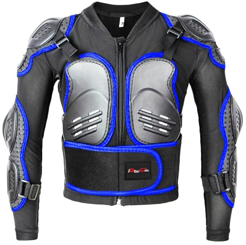 Kids Motorcycle Jacket for Boys Girls Teenager-Motocross Armor Protective Jackets for Dirt Bike Skateboard Ski ATV (US, Alpha, Small, Regular, Blue)
