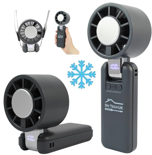 DIY TECH UK - CoolBlast Ice - 4 in 1 Handheld Rechargeable Fan - With Cooling Plate - Hand Held Folding Portable Fan - USB Battery Powered Mini Desktop Desk For Home Office Bedroom - Grey