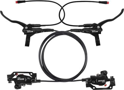 AEYINO E-Bike Hydraulik-Scheibenbremsensatz – 2/4 Kolben, elektrisch abschaltbar, Links vorne 1100 mm, rechts hinten 1800 mm, Hebel aus Aluminiumlegierung für Roller/MTB-Mountainbike