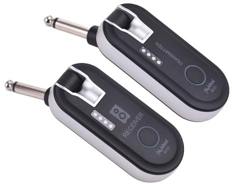 SHUAIGUO per Chitarra Wireless, Trasmissione Stabile PlugandPlay per Chitarra Elettrica, Basso, Strumenti a Fiato, Set Nero Ricaricabile Musicisti