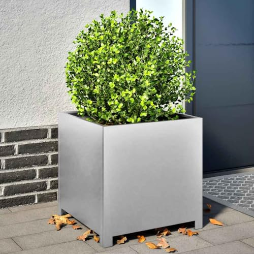 Frdhee Blumentopf Hoch, Pflanzkübel 50x50x50 cm Verzinkter Stahl für Garten, Terrasse, Balkon und Wohnräume