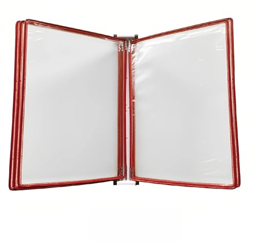 Aosyax Monté sur Mur Porte-documents, Organisateur Murale Suspendu pour Stocker des Documents A4, 5 Panneaux d'Affichage Transparents, Rouge
