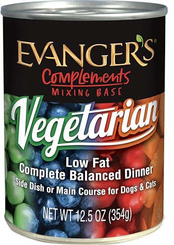 Evanger's Complements Vegetarian Dinner – 12 Count, 12.5 oz Each – Grain-Free Plant-Based Food for Dogs & Cats – Balanced Mixing Base with Vegetables & Fruits