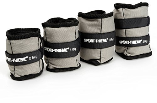 Sport-Thieme Gewichtsmanschetten für Handgelenk/Fußgelenk | 2er Set hochwertiger Handgewichte/Fußgewichte | In 1,5kg, 2kg o. 2,5kg erhältlich | Klettverschluss | Grau-Schwarz