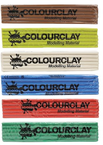 Scola Modelling Colour Clay, Assorted Colours, 6 x 3kg, Arts & Crafts Projects, For Schools and Children