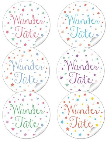 24 STICKER GEMISCHT: 24 selbstklebende bunt gemischte Geschenkaufkleber für Wundertüten zum Kindergeburtstag/Geburtstag als Überraschung für die Gäste/Gastgeschenk • Format 4 cm, rund, matt