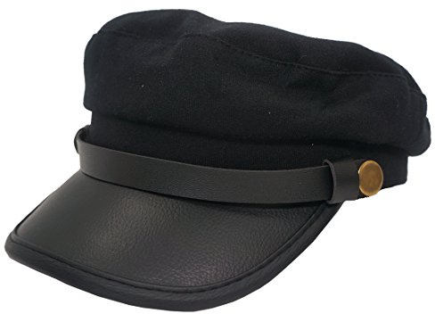 Roffatide Chauffeurmütze Schirmmütze Cabbie Barett Baskenmütze PU-Leder kurzem Visor Ente Zunge