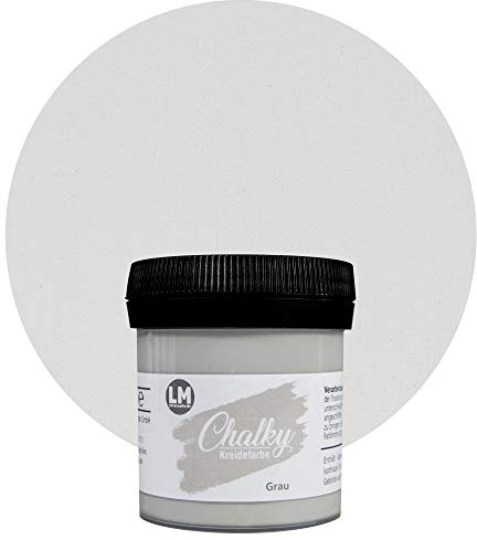 LM-Kreativ Chalky Kreidefarbe 100ml (Grau) - - Finish Kreide-Farbe für einen Vintage/Shabby-Chic-Look. Die Kreidefarben/Kalkfarbe sind auch als Holzfarbe verwendbar & trocken matt auf