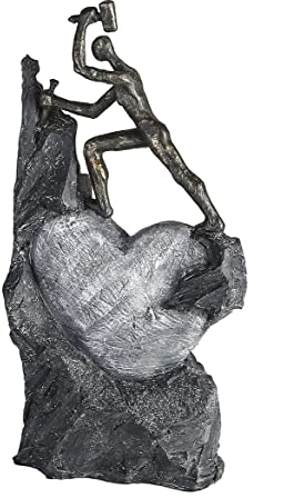 Casablanca Deko Skulptur Dekofigur aus Poly - Dekoherz Herzdeko - anktik Deko Herz - Figur bronzefarben - Weihnachten Geschenk für Frauen - Höhe 37 cm