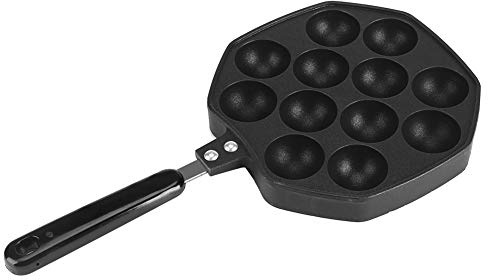 Nikou Takoyaki Grill Pan - Parrilla de hierro fundido Takoyaki Octopus Ball Plate Hogar Cocina Herramientas para hornear Accesorios de cocina con 12 agujeros