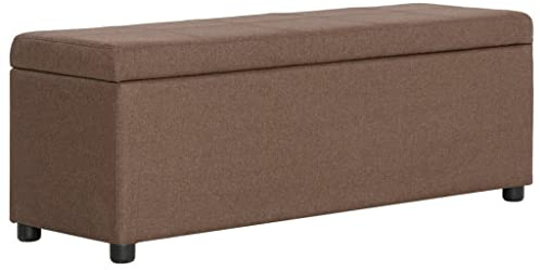 vidaXL Bank mit Staufach Sitzbank Sitzhocker Sitztruhe Flurbank Truhenbank Aufbewahrungsbox Truhe Spielzeugkiste Polsterbank 116cm Braun Polyester