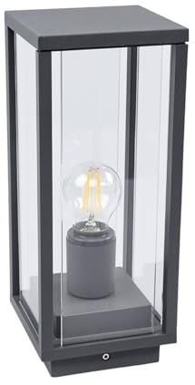 Lucande Utomhuslampa 'Annalea' (modern) i Svart av aluminium/grå zink (1 lamor, E27) - Väglampa, pollare, vägbelysning, sockellampa