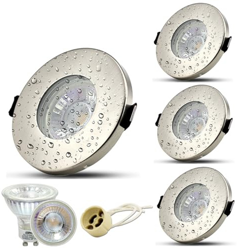 HiBay 4Stk Einbaustrahler LED IP44 Einbauspots Badezimmer Einbauleuchte 68mm GU10 Bad Deckenspot Inkl. 5W Leuchtmittel Naturweiß 230V
