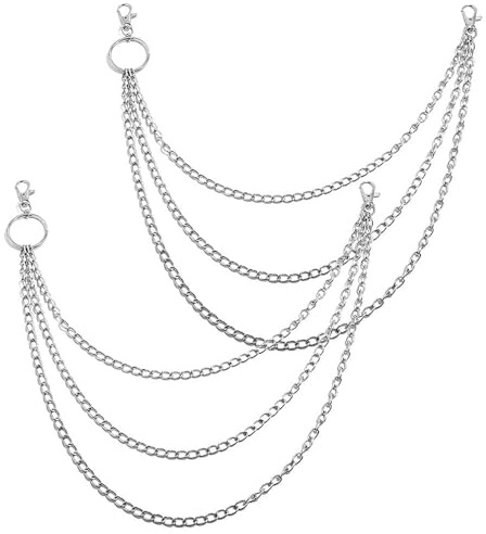 2 Stück Triple Chains Metal Hosenkette Punk-Stil Hip Pop Jeanskette/Silber | Für Hut, Jeans, Jacken Kostüm Dekoration Unisex Geeignet für Viele Gelegenheiten