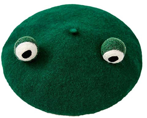Myya japansk dam söt grön groda ögon basker mössa vinter varm falsk ull Kawaii vintage konstnär målare cosplay mössa hatt, a, en storlek