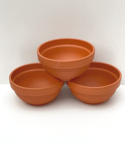 Spang Classic Ribbed Terracotta Planter Bowl (Pack of 3) (RB16)