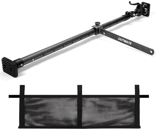 OUTIMATE Cargo Bar für Pickup Truck Bed Cargo Bars für SUVs, Anhänger, Vans, einstellbar von 100 bis 180 cm, kommt mit 1 Cargo Net Organizer, 1 Divider Bar