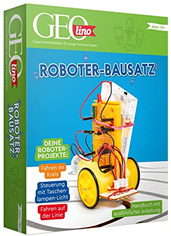 Franzis 67158 - GEOlino Roboter Bausatz, inkl. Handbuch mit ausführlicher Anleitung, ohne Löten, für Kinder ab 10 Jahren