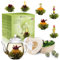 Creano Set de regalo ErblühTee, mezcla de flores de té en caja de madera con forma de corazón - 6 tipos de té verde incl. tetera de cristal 500ml, regalo para mujer, madre, amantes del té Té verde