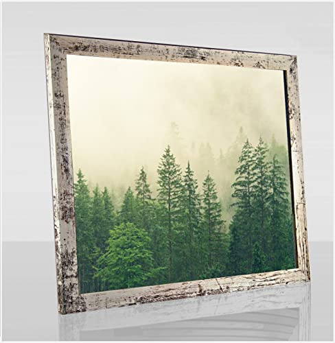 Monaldo Deluxe Bilderrahmen Posterrahmen 64 x 48 cm Beige Vintage Shabby Chic Wechselrahmen weisser Hintergrund Antireflex Kunstglas