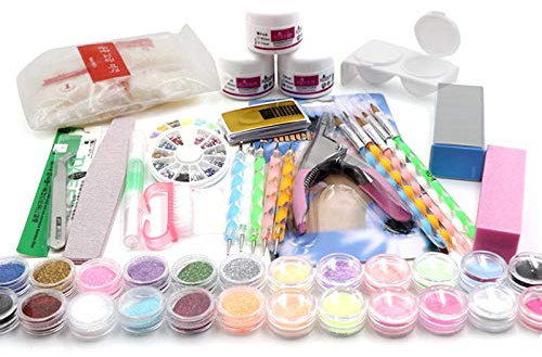 Sahkgye profesional 50 acrílico líquido polvo cortador de lentejuelas archivo artista uñas consejos herramienta cepillo herramientas conjunto kit