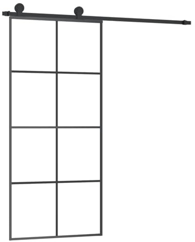 vidaXL Schiebetür mit Beschlag 90x205 cm ESG-Glas & Aluminium