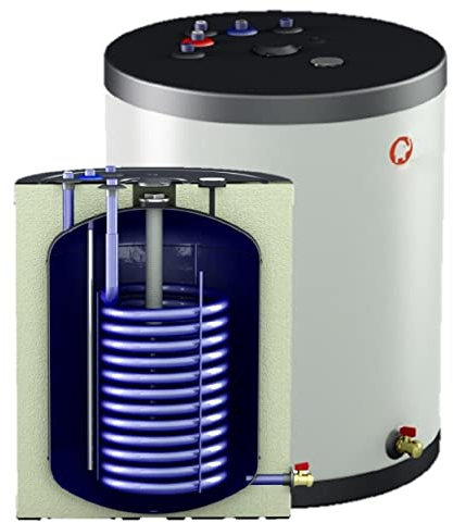 Warmwasserspeicher Unterstellspeicher mit 1 Wärmetauscher Energieeffizienzklasse A, Anschlüsse oben, Standspeicher Boiler mit Ablasshahn - 120 Liter
