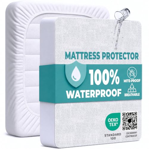 Matratzenschoner 90 x 200 2 STK. wasserdichte Matratzenauflage Spannbettlaken Nässeschutz aus Baumwolle/Mikrofaser Inkontinenzunterlage Matratzenbezüg Atmungsaktiv für Bett und Matratze Waschbar