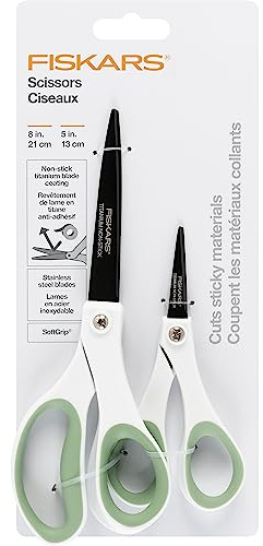 Fiskars Everyday Softgrip Antihaft-Schere aus Titan, 20,3 cm, 2 Stück, Waldfarn