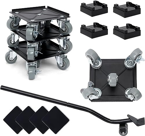 Furniture Lifter Heavy Duty Moving Tool | with 5 Furniture Moving Rollers 360° & 1 Lifting Lever,4 Anti-Slip Pads, for Hardwood Floors Jack