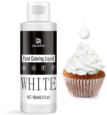 Lebensmittelfarbe - 160ml Flüssige Konzentrierte Lebensmittel Farben für Kuchen Dekoration, Backen, Kekse, Macaron - Zuckerfrei Food Coloring für Getränken, Tortendeko, DIY Slime, Osterei (Weiß)