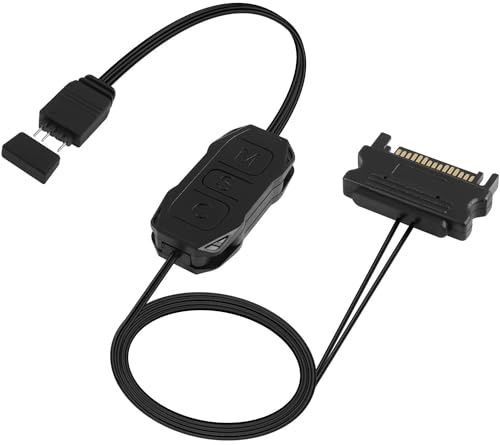 HATMINI ARGB-Controller mit 3-poligem SATA-Netzteil, integrierter Lichtmodus, manuelle Steuerung für Motherboards und DIY-Geräte