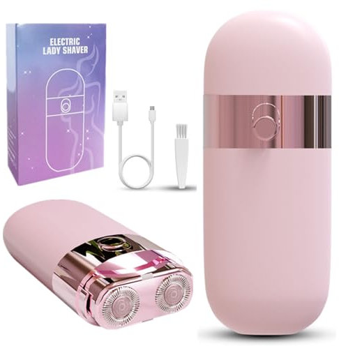 Epilatore Donna, Epilatore Ricaricabile con Doppia Testina di Rasoio, Mini Epilatore Elettrico Senza Fili per il Viso per Corpo Viso, Aree della Linea Inguine, Ascelle, Braccia, Labbro Superiore