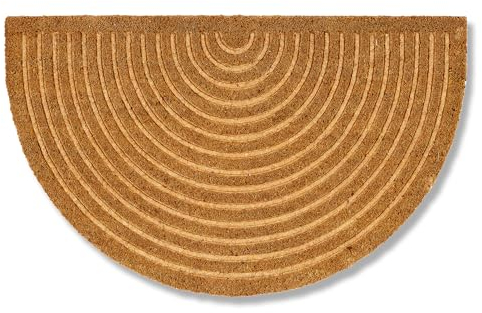 Astra Moderne Fußmatte Haustür - Kokosmatte 45x75cm Halbrund Natur - rutschfeste Schmutzfangmatte robust - Fussmatte innen - Türmatte überdachter Außenbereich