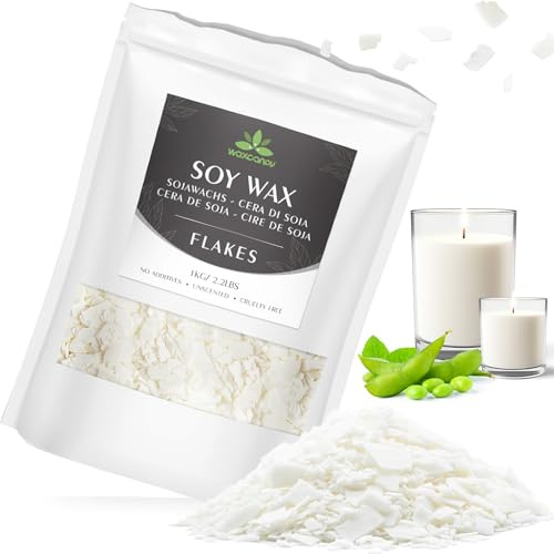 Sojawachs Flocken für Kerzen, Wachs Kerzenwachs 1KG/10KG/15KG, Kerzenwachs zum Gießen, 100% Natürliches Öko Sojawachs für Kerzen(1KG)