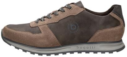 bugatti Materialmix-Sneaker im Klassischen Business-Stil, Scarpe da Ginnastica Uomo, Grigio Scuro Tortora 1411, 40 EU