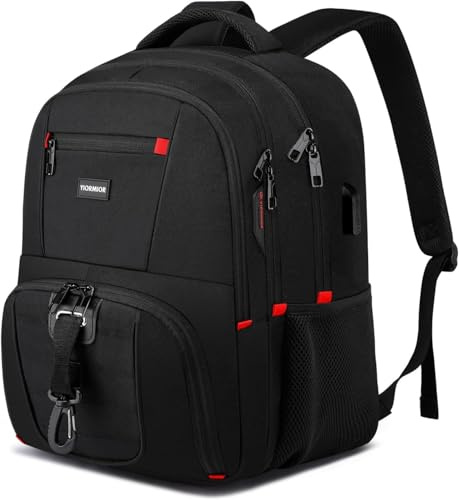 YIORMIOR Sac à dos homme, sac à dos école supérieure université, sacs à dos pour ordinateur portable pour homme 15,6 et 17,3 pouces avec port USB