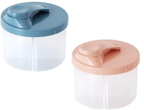 2Pcs Baby Milk Powder Dispenser Pots, Formula Powder Pot with Rotatable Cover Protable Milk Powder Dispensers for Outdoor Travel
