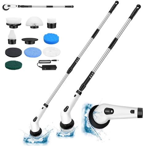 VickyHome Elektrische Reinigungsbürste mit 10 Austauschbaren Bohrköpfen, 10 in 1 Electric Spin Scrubber Schnurlos Fugenbürste Elektrisch mit 3200U/min Zwei Geschwindigkeiten